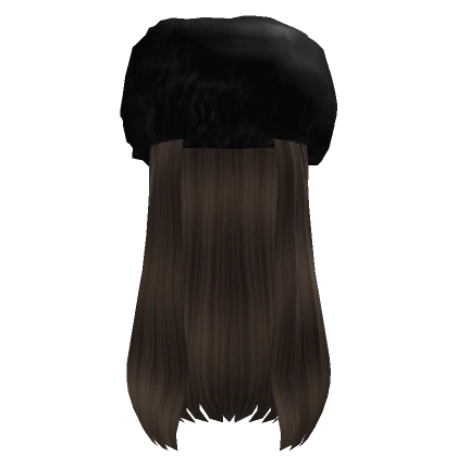 Black Winter Hat Dark Brown Long Straight Hair