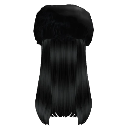 Black Winter Hat Black Long Straight Hair