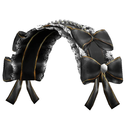 Gothic Lace Pearl Bow Maid Bonnet Black/Gold