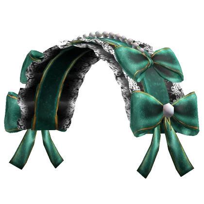 Gothic Lace Pearl Bow Maid Bonnet Green/Gold