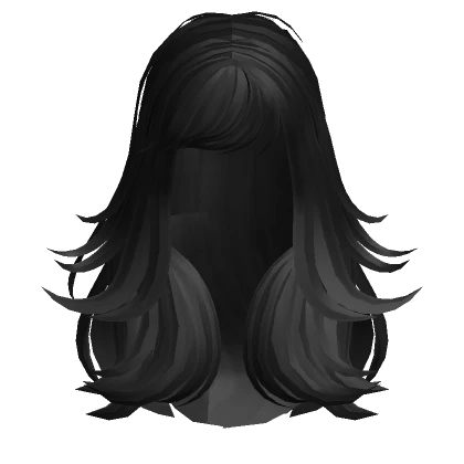 ♡ long fluffy layered wolfcut black