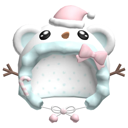 christmas snowman kawaii bear hood (pink)