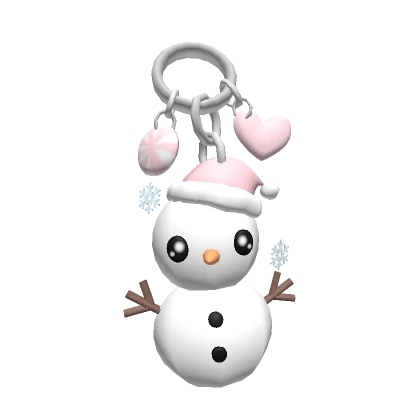 christmas snowman keychain (pink)