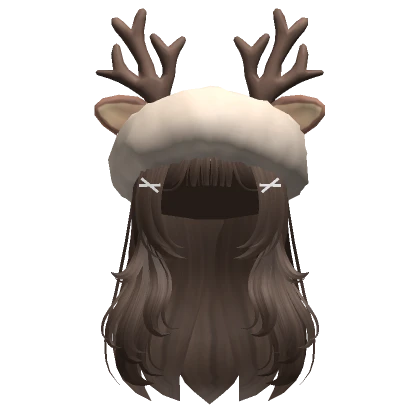 Layered Hair w/ Fluffy Antler Headband in Brown