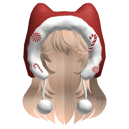 Kawaii Christmas Cat Beanie w/ Hair