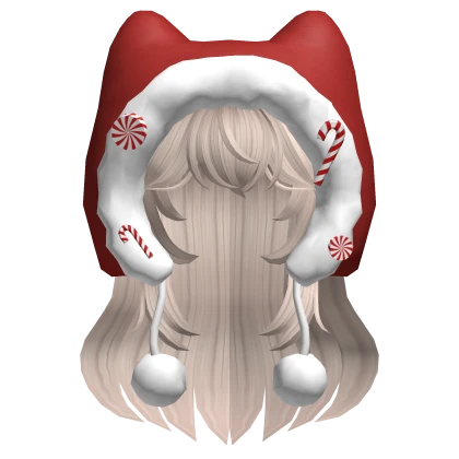 Kawaii Christmas Cat Beanie w/ Hair