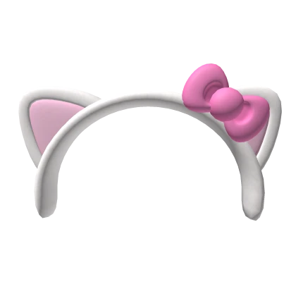 ♡ kawaii soft white cat ears headband pink bow