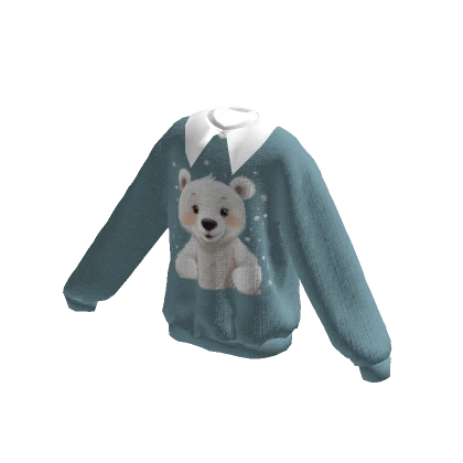 Cute White Bear Blue Sweater