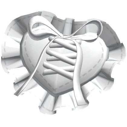 3.0 Ruffle Heart Hair Clip White