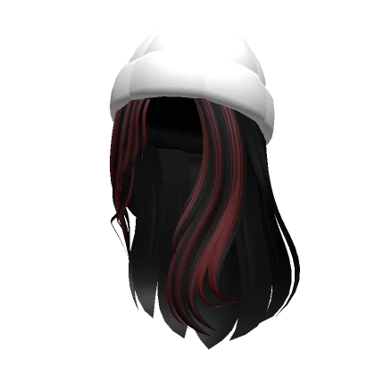 Soft Loose Hair w/ Winter Beanie [Black & Red]