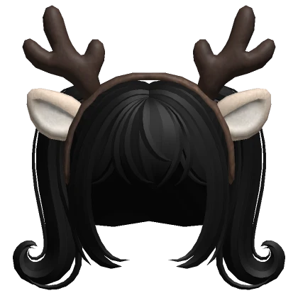 Christmas Reindeer Hair with Swirly Pigtails Black