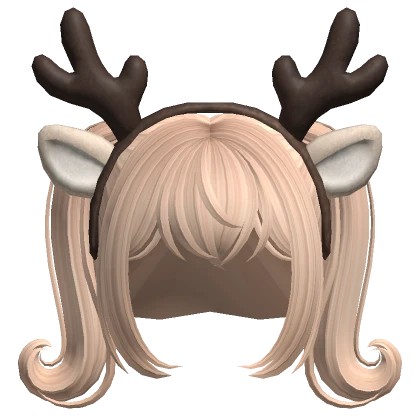 Christmas Reindeer Hair w Swirly Pigtails Blonde