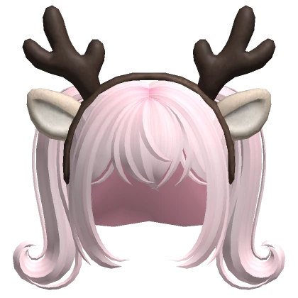 Christmas Reindeer Hair with Swirly Pigtails Pink