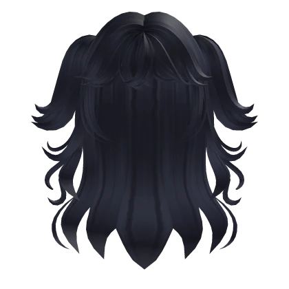 Fluffy Hair With Small High Pigtails (Dark Blue)