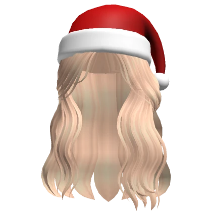 Christmas Wavy Blonde Hair w/ Santa Hat