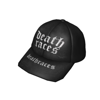 Y2K Distressed Black "Deathraces" 6 Panel Cap