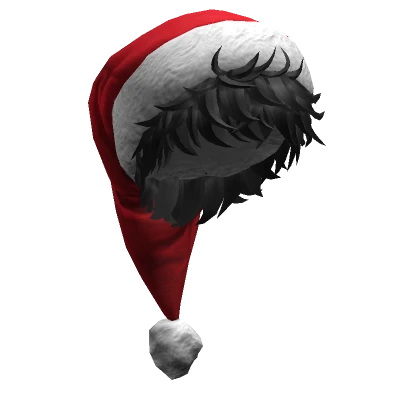 Oversized Santa Hat & Short Black Hair