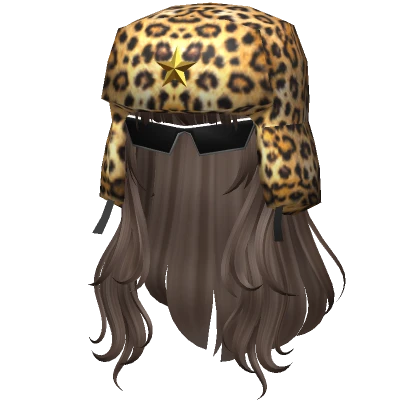 Brown Hair with Leopard Ushanka and Glasses