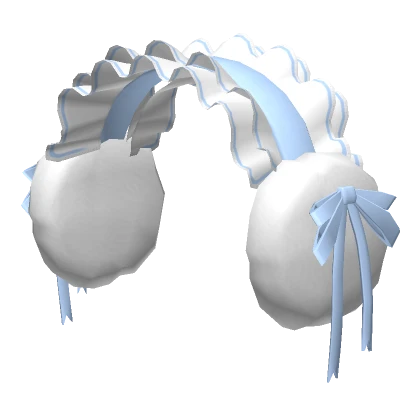 🍀Lace Maid Earmuffs w Bow Ribbon (Blue/White)