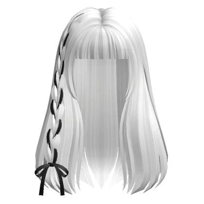 Long Straight Hair /w Bow in white