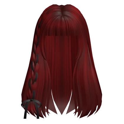 Long Straight Hair /w Bow in red
