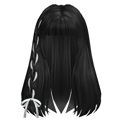 Long Straight Hair /w Bow in Black