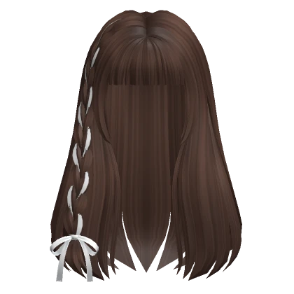 Long Straight Hair /w Bow in Brown