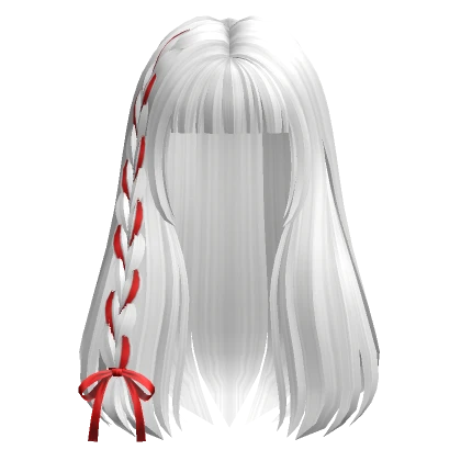 Long Straight Hair /w Bow in white