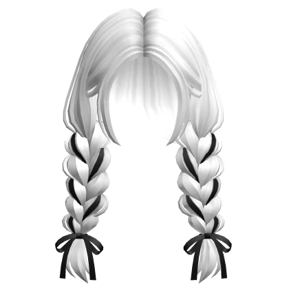 Low Messy Braids w/ Bow in white