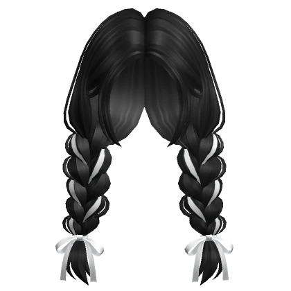 Low Messy Braids w/ Bow in Black