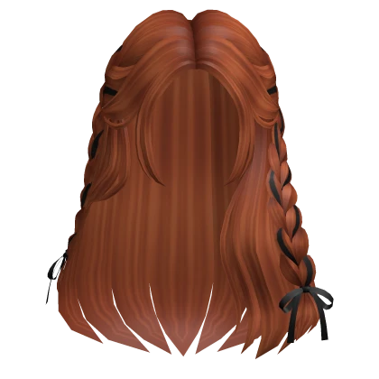 Soft Braided Long Hair  w/ Bow in Ginger