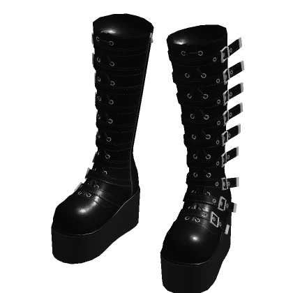Dark goth buckle long boots