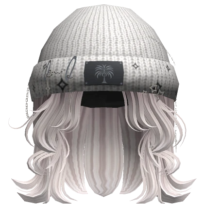 Y2K Super Wavy Hair with Beanie - White