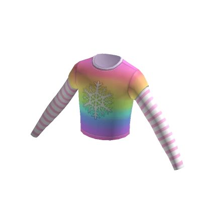 Layered Tshirt - Snowflake Rainbow