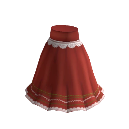 Simple Embroidered Skirt - Holiday Red