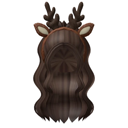 Christmas Wavy High Ponytail Reindeer Ears Brown