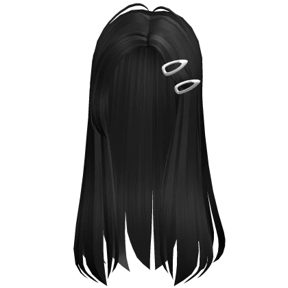 Black Long Flowy Hair w Hairclips