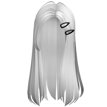 White Long Flowy Hair w Hairclips