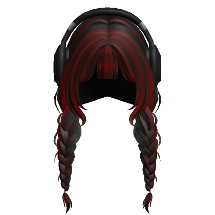 Messy Braids W/ Headphones (Black & Red)