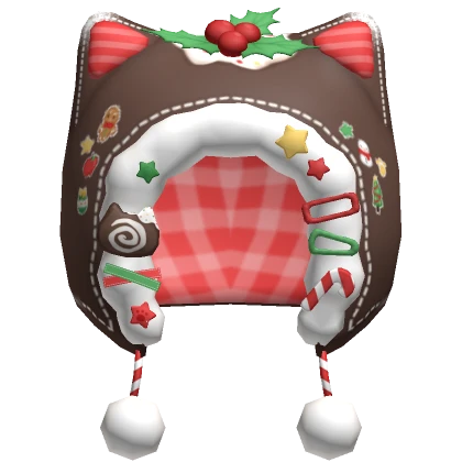 🎄Fluffy Christmas Kawaii Kitty Log Cake Hood