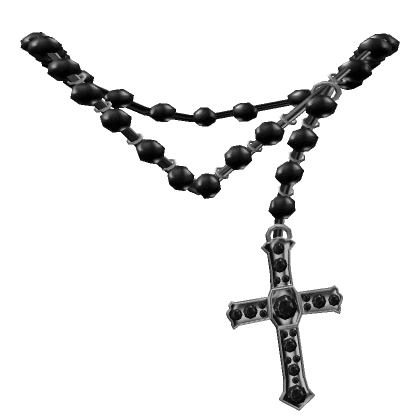 1.0 grunge black and white cross rosary necklace