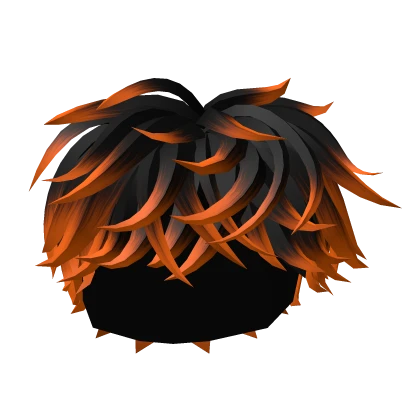 Black to Orange Fluffy Messy Hair