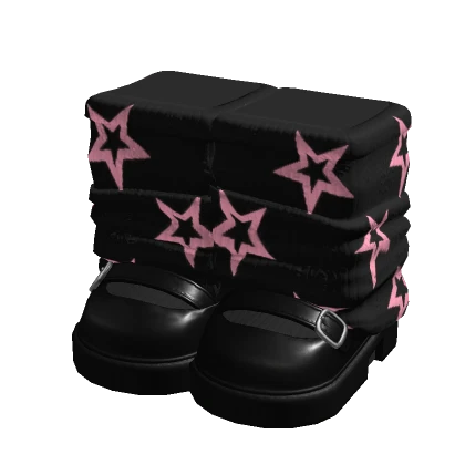 Black/Pink Star Leg Warmers 3.0