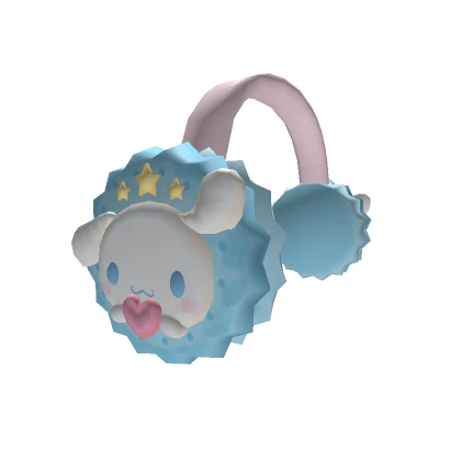 Blue cookie winter earmuffs white & pink puppy 