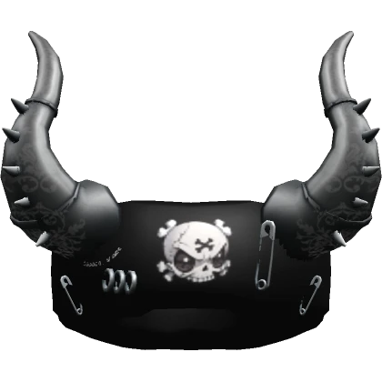 Black Gothic Skull Horns Headband