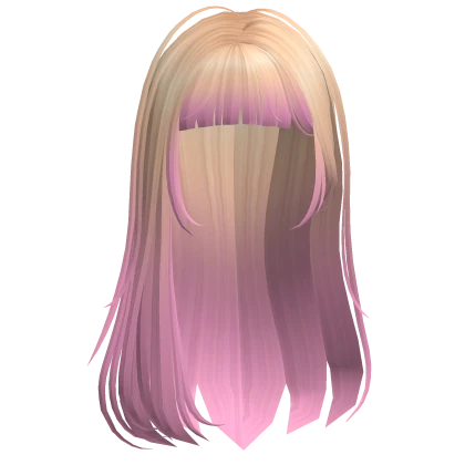 Long Wispy Side Hair w/ Bangs Blue Ombre
