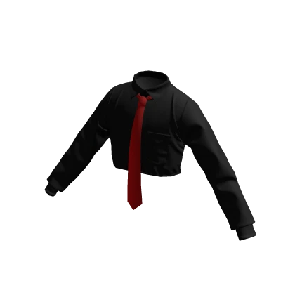 Black Cropped Shirt w/ Red Tie