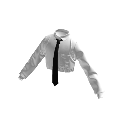 White Cropped Shirt w/ Black Tie