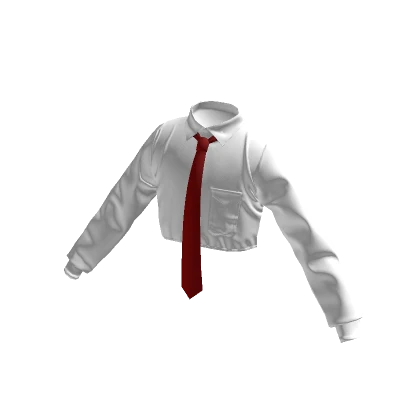 White Cropped Shirt w/ Red Tie