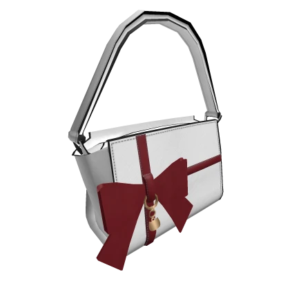 Luxury White Purse with Red Bow